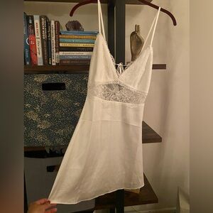 Lulu’s Kiss Me Goodnight White Satin Lace Lingerie Slip